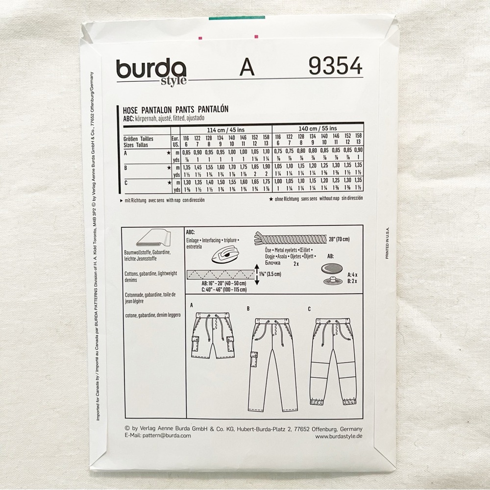 Burda Kids 9354 Boys Pants & Shorts Sewing Pattern Size 6–13 - Picture 2 of 3